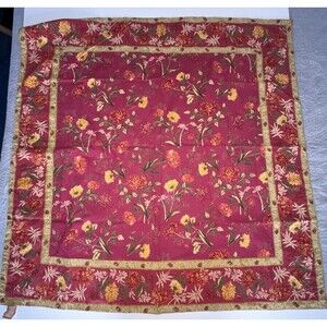 April Cornell Square Tablecloth Floral Red Pink Cottage French Country 48 x 48